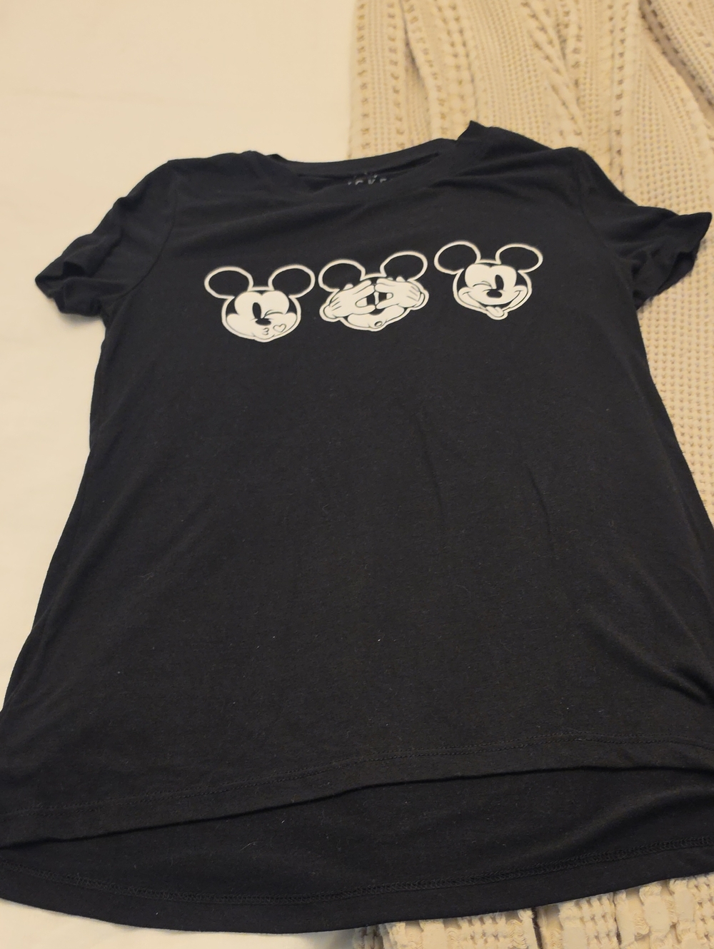 Disney Black Tee with Trio Mickey Faces